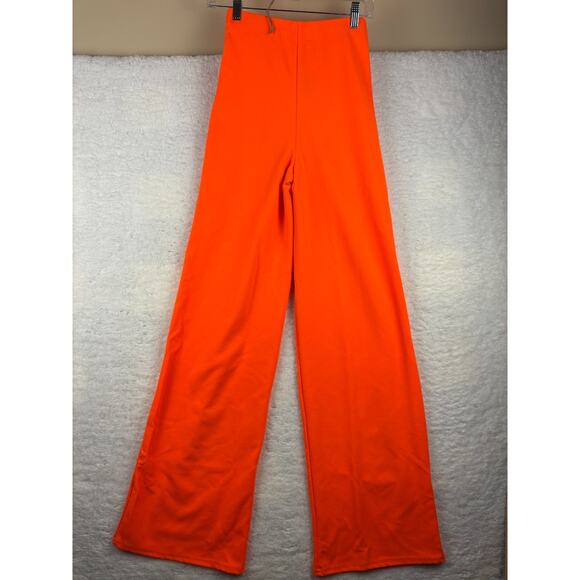 Boohoo Neon Orange High Waist Wide Leg Pants | Women’s XS/2 | NWT - Picture 4 of 6